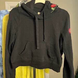 Hollister black hoodie with embroidered roses. Very cute! XS